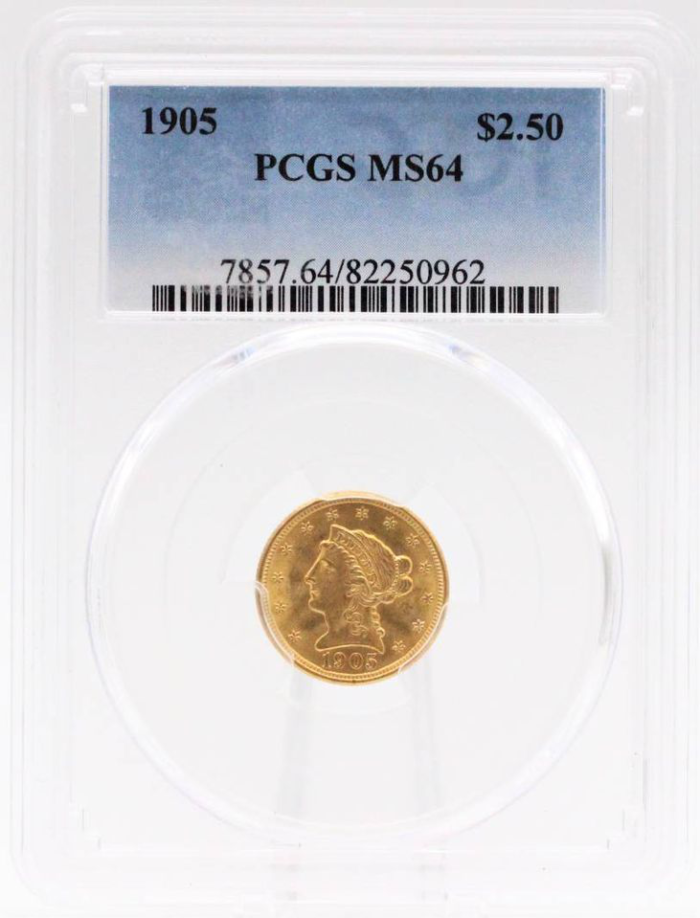 1905 $2.50 Liberty Head Gold Coin PCGS MS65