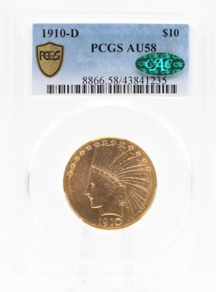 1910-D Indian Head $10 Gold Eagle PCGS AU58