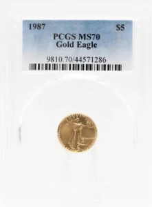 1987 $5 Gold American Eagle PCGS MS70