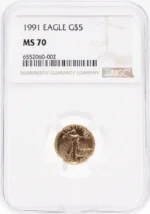 1991 $5 Gold American Eagle NGC MS70