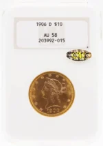 1906-D $10 Liberty Head Gold Eagle NGC AU58 Gold CAC