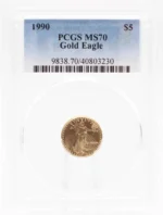1990 $5 Gold American Eagle PCGS MS70