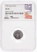 1997 $10 Platinum Eagle MS70 John Mercanti Signed