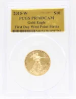 2015 1/4 oz Proof Gold American Eagle PF70 Gold Foil Label