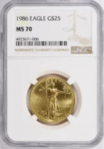 1986 $50 Gold American Eagle NGC MS70