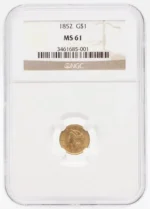 1852 Liberty Head Gold Dollar MS61