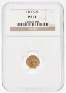 1852 Liberty Head Gold Dollar MS61
