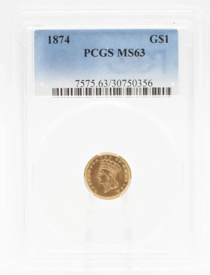 1874 Gold Dollar MS63