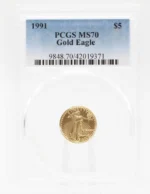 1991 $5 Gold American Eagle PCGS MS70